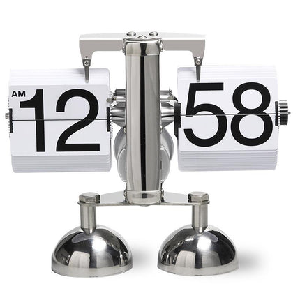Silberne Retro Flip Uhr aus Metall