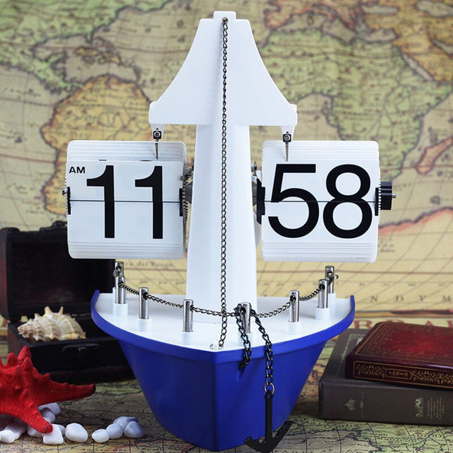 Tischuhr Flip-Uhr im Segelboot Design