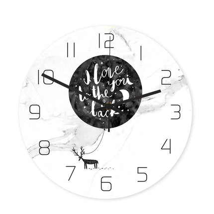 Zweifarbige Wanduhr Skandi Marmor-Optik