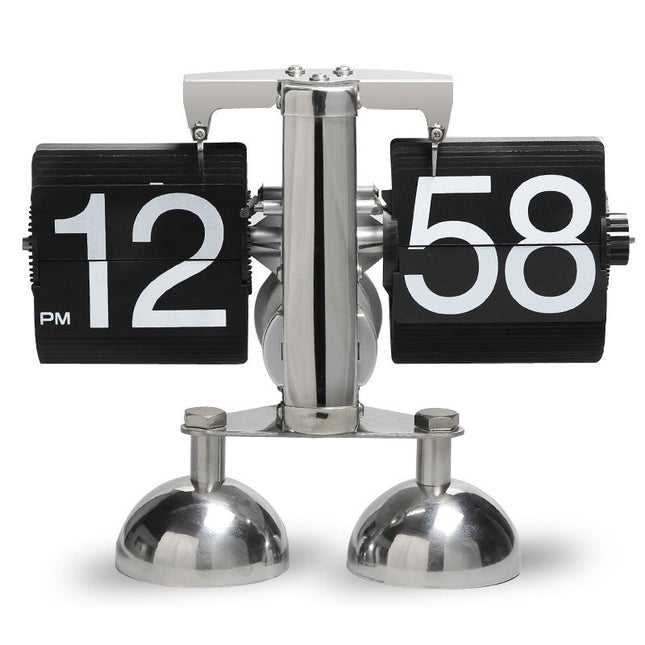 Silberne Retro Flip Uhr aus Metall