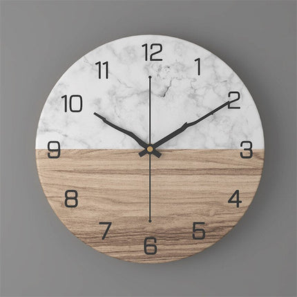 Design Wanduhr moderne Marmor-Holzoptik