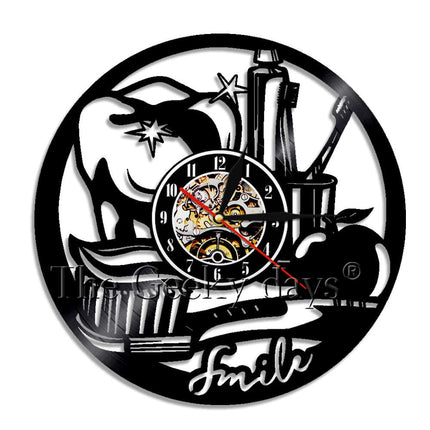 Zahnarzt Schallplattenuhr als Deko für Praxis