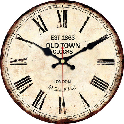 Vintage Wanduhr London Stil Cremeweiß