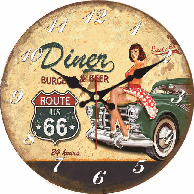 USA Retro Wanduhr Pin-Up Design