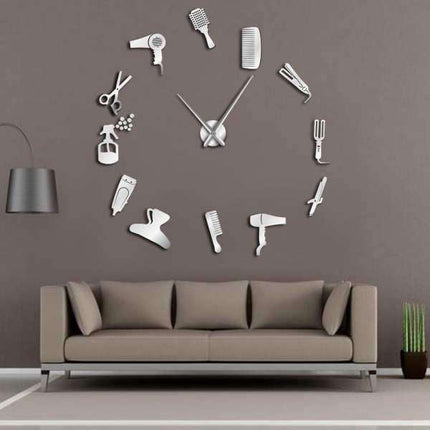 Wanduhr Wandtattoo für Friseur Salon