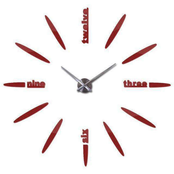 Rahmenlose Design Wanduhr mit Wörtern