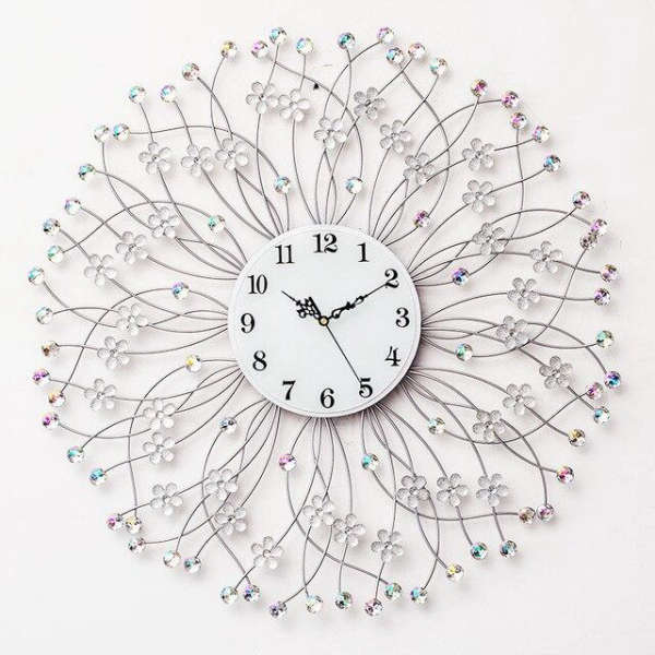 Große Kristall Wanduhr für Wohnzimmer