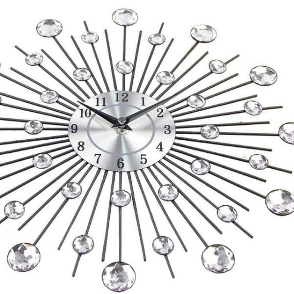 Wanduhr Sonne mit funkelnden Kristallen