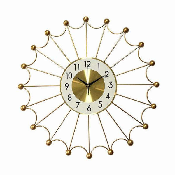 Große Wanduhr Sonne Design Goldfarben