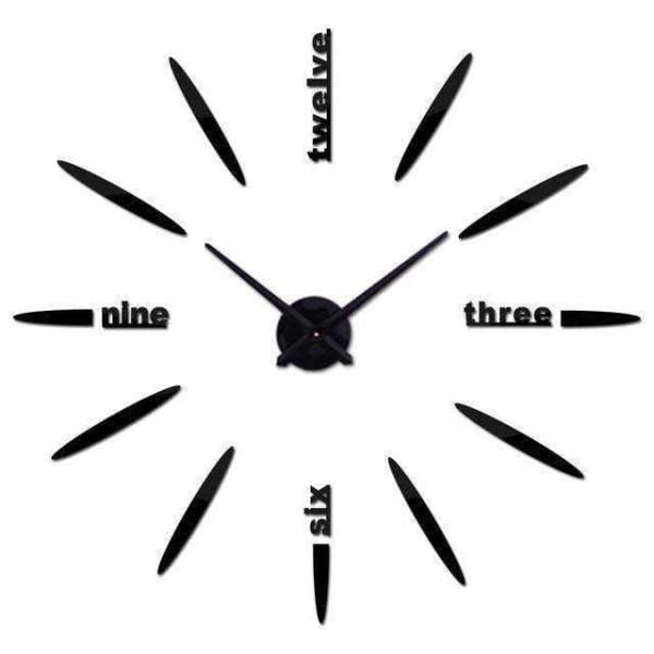 Rahmenlose Design Wanduhr mit Wörtern