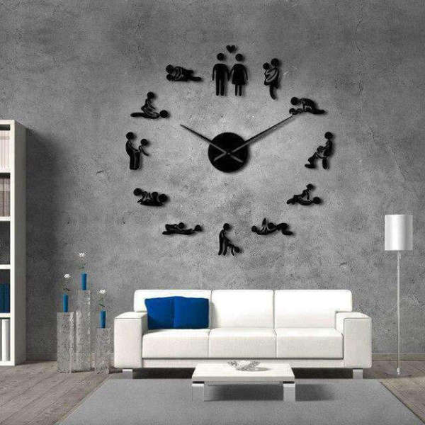 Große DIY Kamasutra Wanduhr Spiegeleffekt Gold