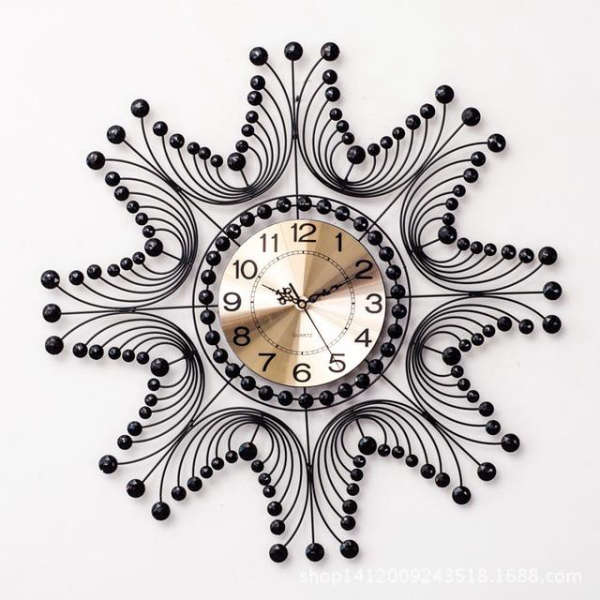 Große Wanduhr aus Schmiedeeisen Schwarz Dekorativ