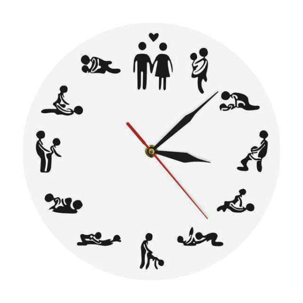 Klassische Kamasutra Wanduhr in Schwarz-Weiß