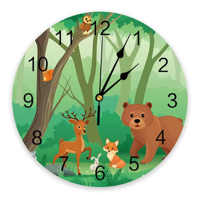 Wanduhr für Kinderzimmer mit Füchsen