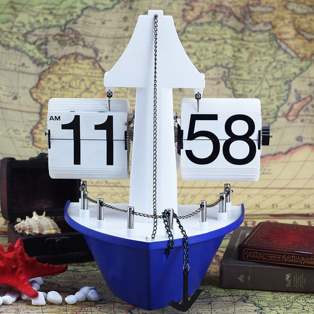 Tischuhr Flip-Uhr im Segelboot Design