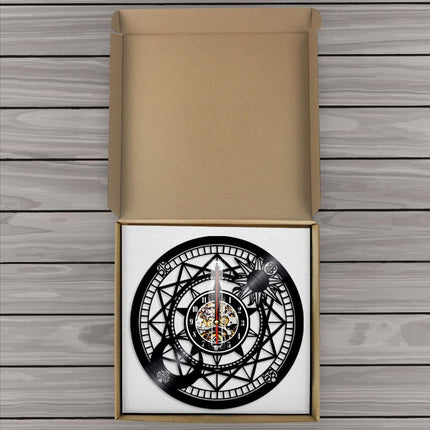 Schallplattenuhr Kompass nautisches Design Vinyl