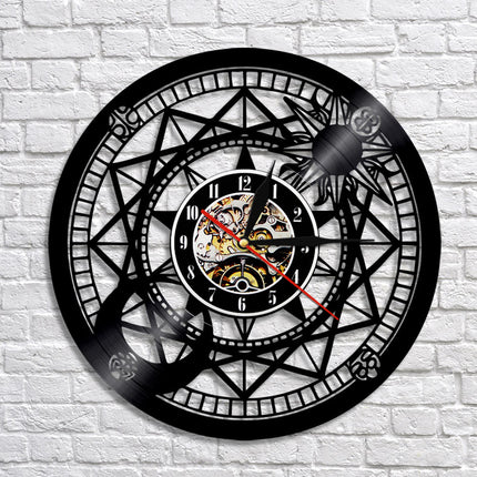 Schallplattenuhr Kompass nautisches Design Vinyl