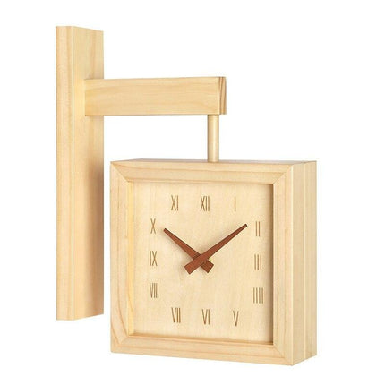 Weiße Bahnhofsuhr aus Holz quadratisch