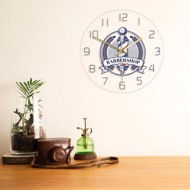 Runde LED-Wanduhr für Barber Shop