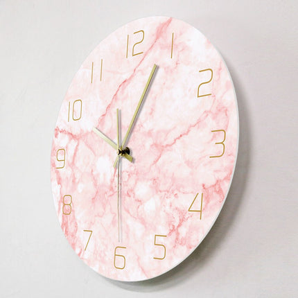 Skandinavische Wanduhr rosa Marmor Optik