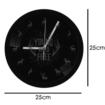 LED Wanduhr Hirsch mit Geweih