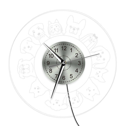 Hunde Rassen Wanduhr mit LED-Beleuchtung