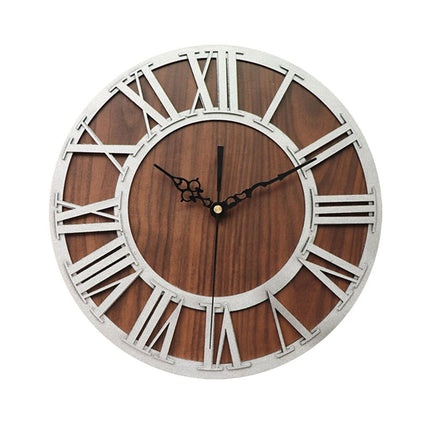 Große Wanduhr Holz und Metall Schwarz