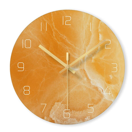 Design Wanduhr aus Glas Marmor-Optik