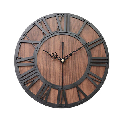 Große Wanduhr Holz und Metall Schwarz