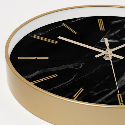 Wanduhr Marmor Optik mit Goldrand
