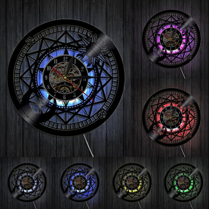 Schallplattenuhr Kompass nautisches Design Vinyl