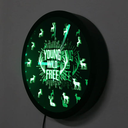 LED Wanduhr Hirsch mit Geweih