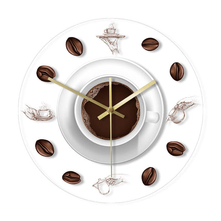 Küchenuhr-Design mit Kaffeetasse und Bohnen