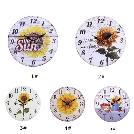 Wanduhr im Vintage-Stil mit Sonnenblume