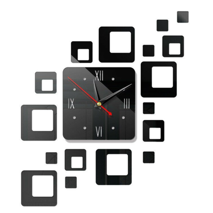 Quadratische Design Wanduhr mit Spiegeldekor
