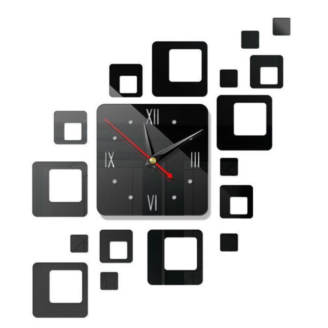 Quadratische Design Wanduhr mit Spiegeldekor