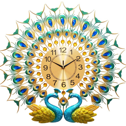 Große Wanduhr mit zwei Pfauen