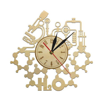 Wanduhr Holz Wissenschaft Chemie Design