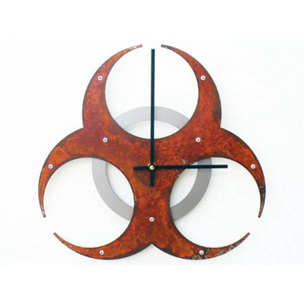 Wanduhr Biohazard Symbol aus Metall