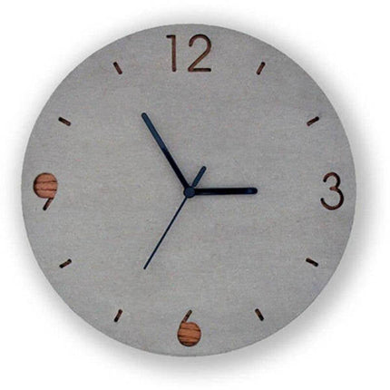 Graue Wanduhr aus Beton & Holz