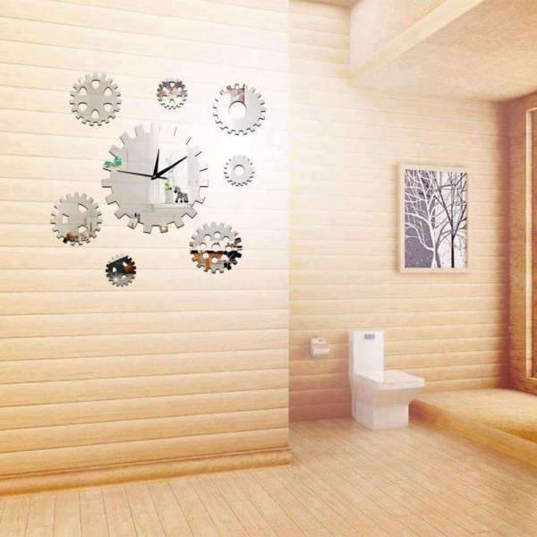 DIY Spiegel Wanduhr im Zahnrad-Design