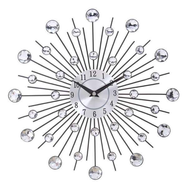 Wanduhr Sonne mit funkelnden Kristallen