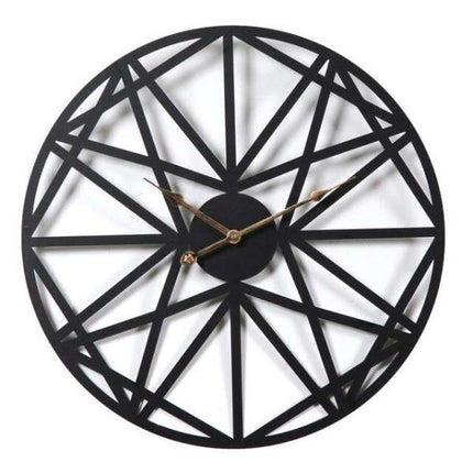 Große schmiedeeiserne Wanduhr geometrisch schwarz