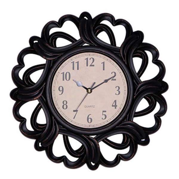 Dekorative Wanduhr im Barock Stil Schwarz