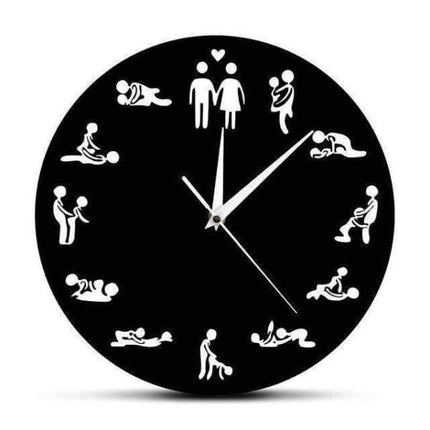 Klassische Kamasutra Wanduhr in Schwarz-Weiß