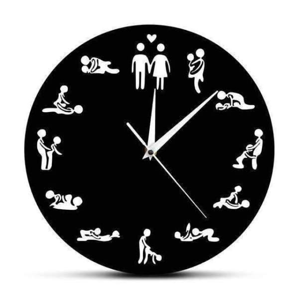 Klassische Kamasutra Wanduhr in Schwarz-Weiß