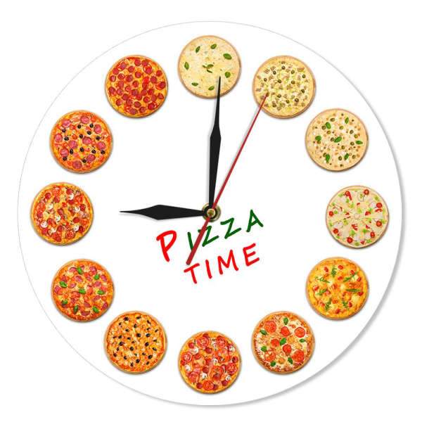Wanduhr mit vielen Pizzen Zifferblatt