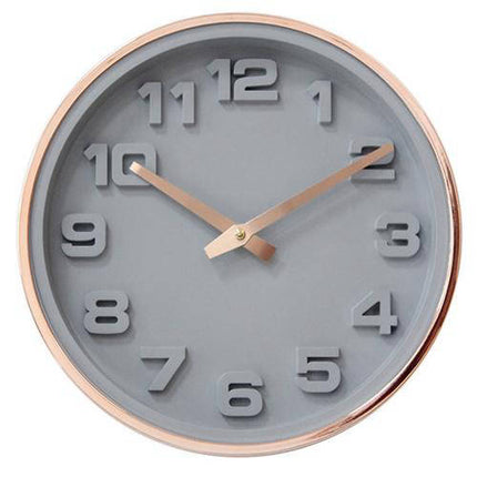 Skandinavische Wanduhr in Grau 3D-Ziffern