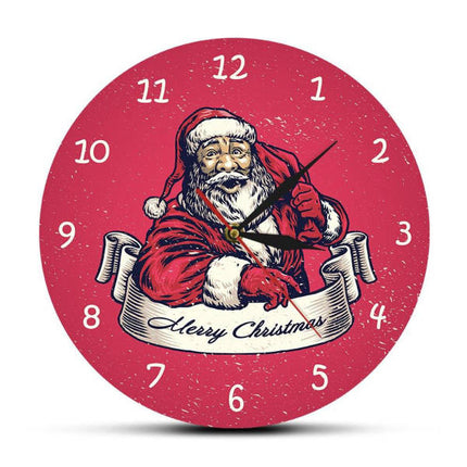 Rote Weihnachtsuhr mit Weihnachtsmann Motiv