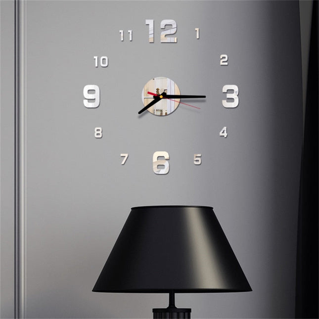 Moderne 3D Wanduhr zum Kleben Spiegeleffekt